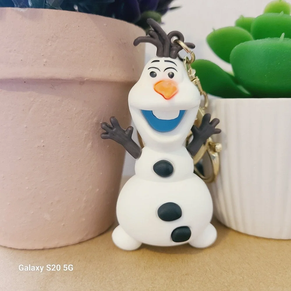 Disney Frozen Olaf Snowman 3D Rubber Keychain Gold Tone‎ Bag Charm Accessory